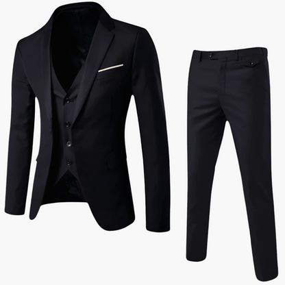 Men's Three-Piece Slim Fit Business Suit with Vest – Formal Wedding & Office Attire