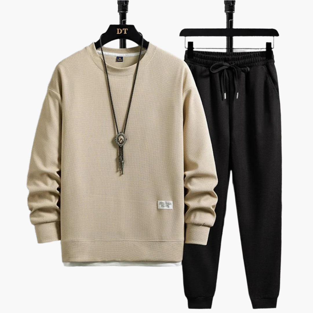 Men's Modern Relaxed Fit Jogging Set – Casual Sweatshirt & Jogger Pants Lounge Outfit