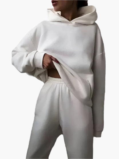 Women's Relaxed Fit Hoodie and Jogger Set – Casual Lounge & Winter Outfit