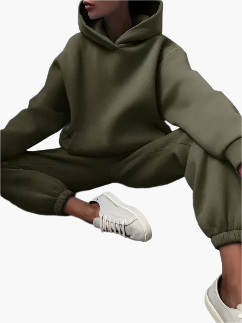 Women's Relaxed Fit Hoodie and Jogger Set – Casual Lounge & Winter Outfit