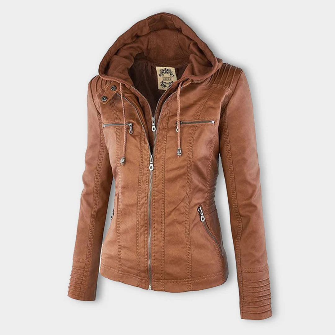 Women's Urban Hooded Moto Jacket – Stylish All-Weather Everyday Outerwear