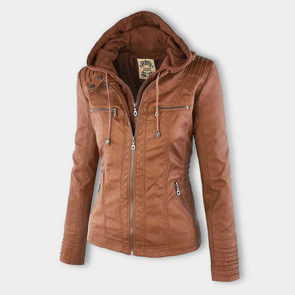 Women's Urban Hooded Moto Jacket – Stylish All-Weather Everyday Outerwear
