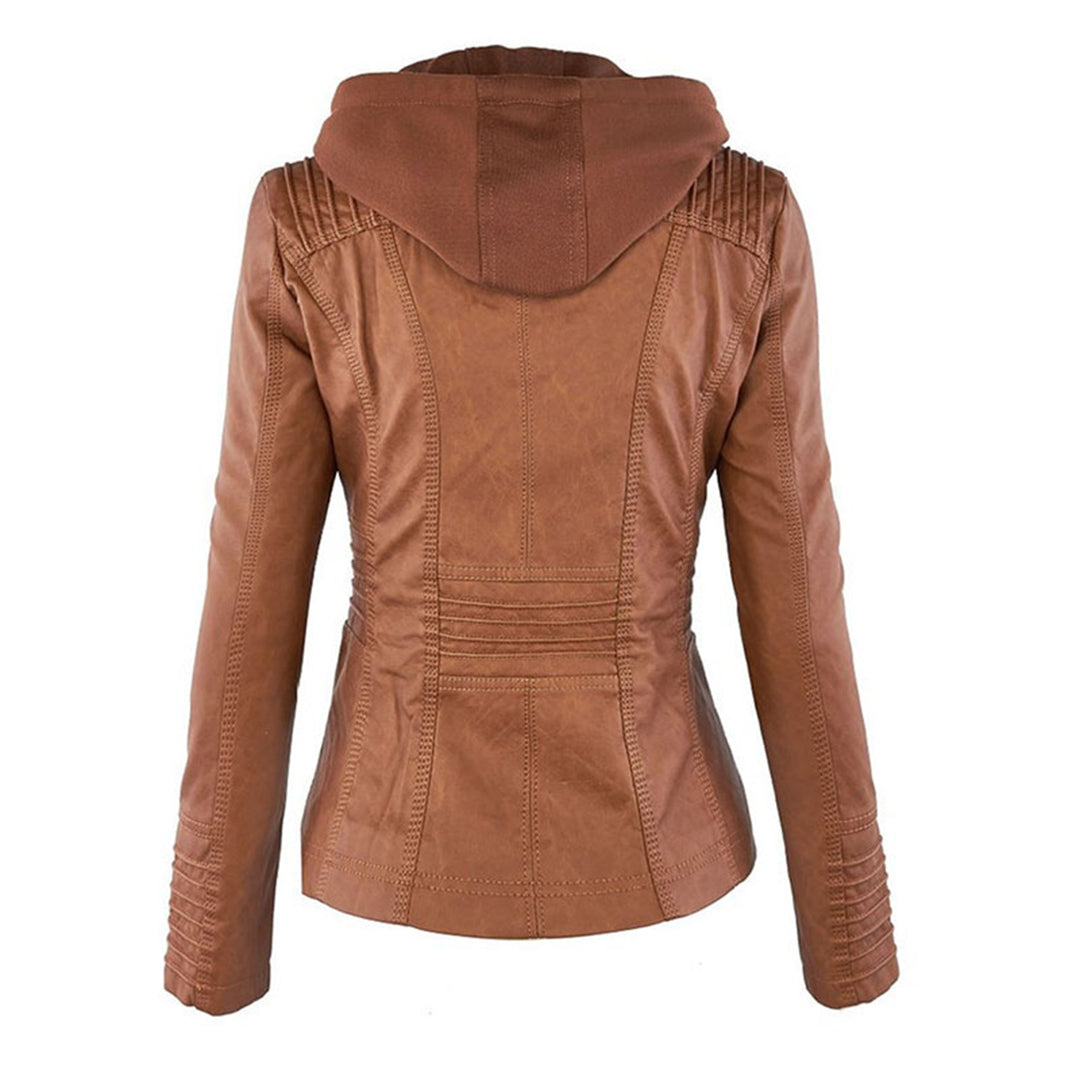 Women's Urban Hooded Moto Jacket – Stylish All-Weather Everyday Outerwear