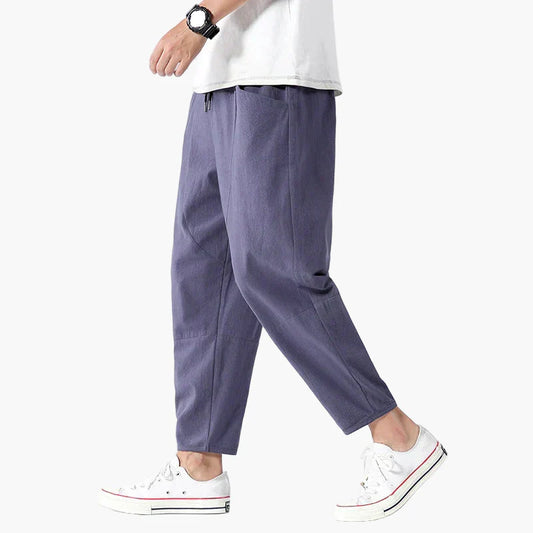 Men's Casual Cropped Tapered Pants Relaxed Fit Streetwear