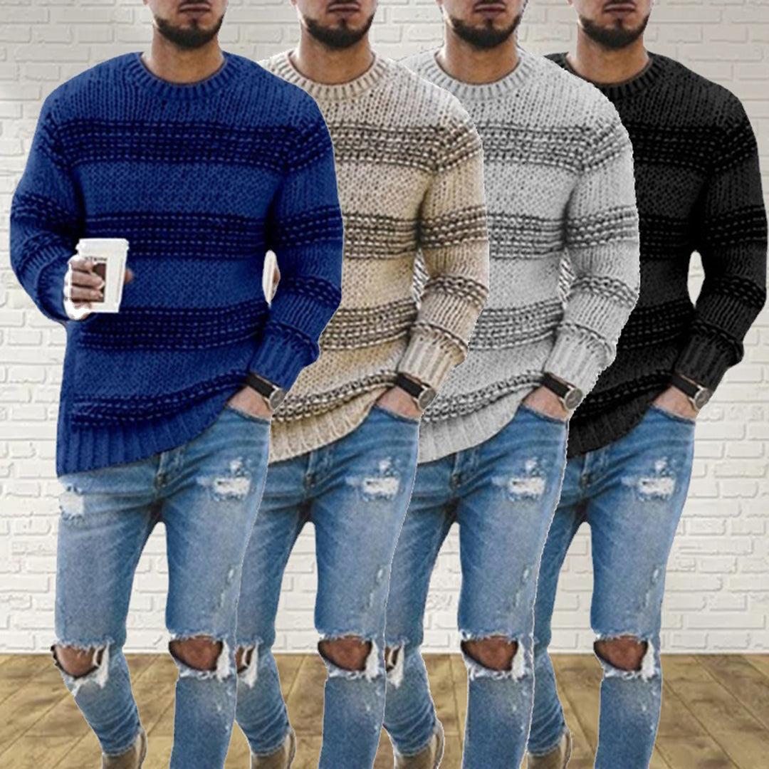 Men's Nordic-Style Chunky Knit Sweater – Casual Winter Fashion Pullover