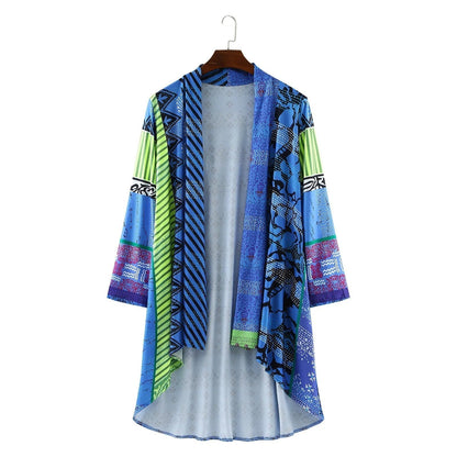 Women's Vintage Oversized Kimono Cardigan – Boho Long Sleeve Casual Outerwear