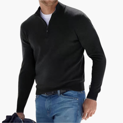Men's Elegant Quarter-Zip Pullover Sweater for Casual and Smart Looks