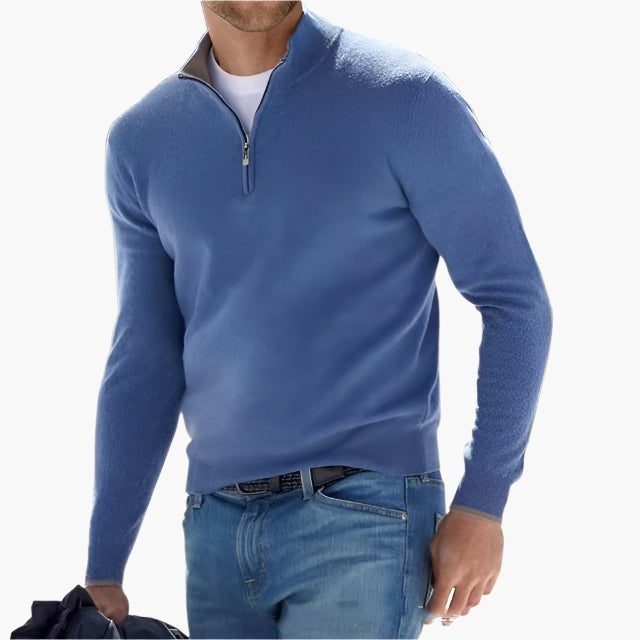 Men's Elegant Quarter-Zip Pullover Sweater for Casual and Smart Looks