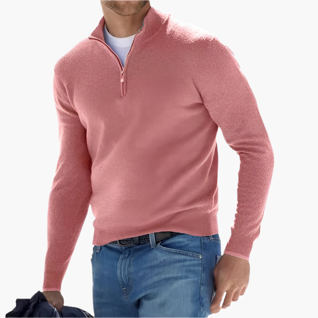 Men's Elegant Quarter-Zip Pullover Sweater for Casual and Smart Looks
