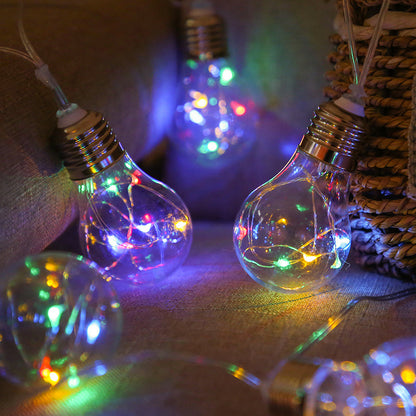Zonne-LED Lichtsnoer met Gloeilampen – Warm Wit of Multikleur | Glazen Decoratieverlichting voor Buiten & Feestdagen | 5M 10 Lampjes of 8M 20 Lampjes