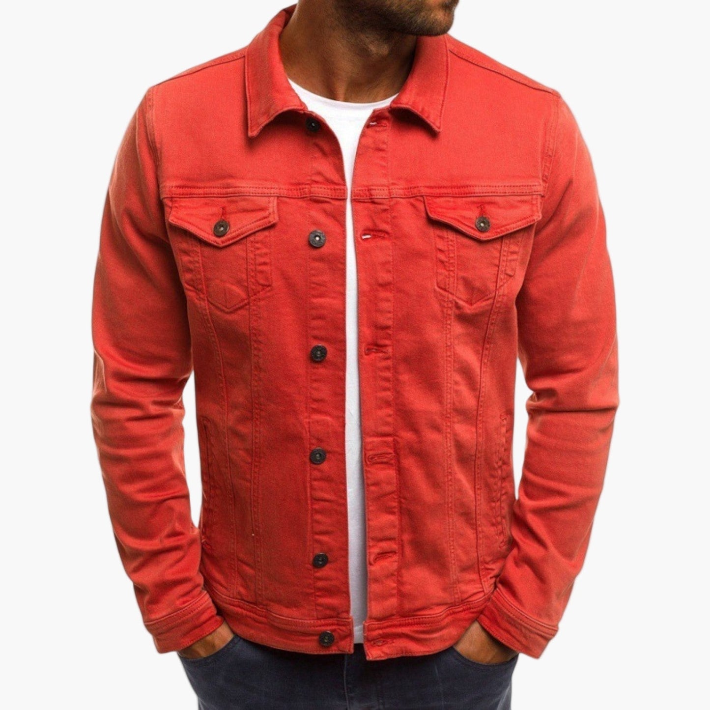 Men's Classic Slim Fit Denim Jacket for Everyday and Workwear Style