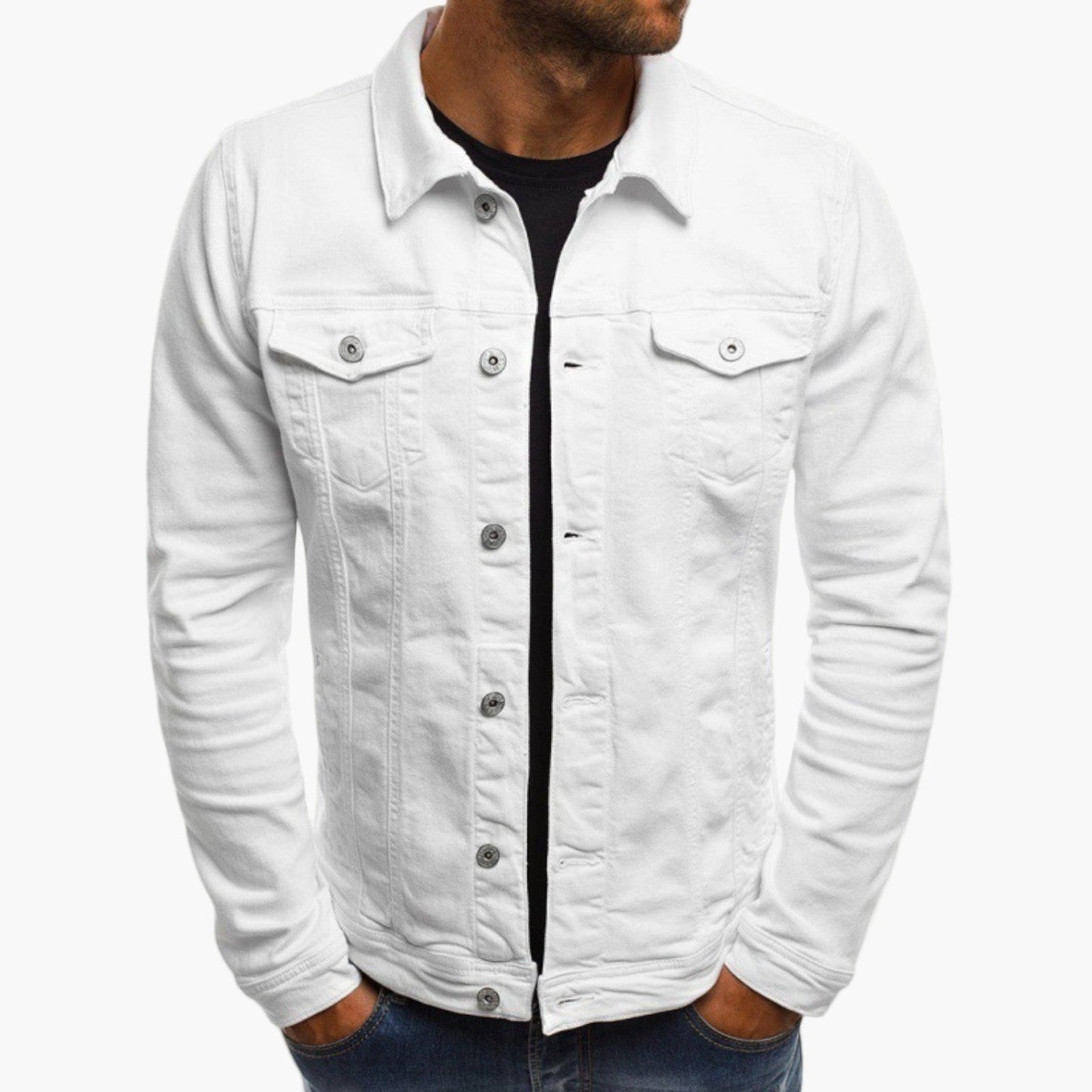 Men's Classic Slim Fit Denim Jacket for Everyday and Workwear Style