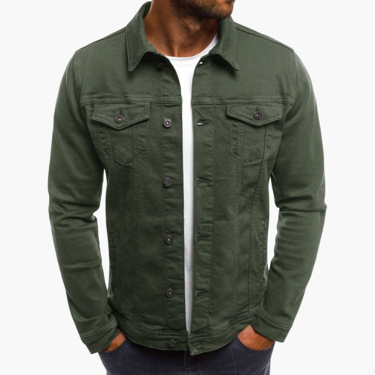 Men's Classic Slim Fit Denim Jacket for Everyday and Workwear Style