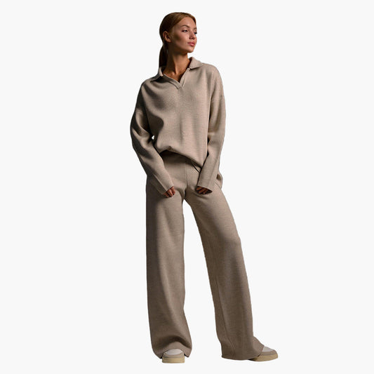 Women's Relaxed Loungewear Set - Oversized Sweater and Wide-Leg Pants for Everyday Comfort