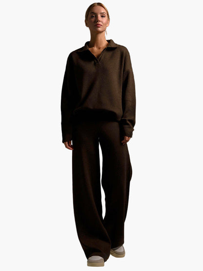 Women's Relaxed Loungewear Set - Oversized Sweater and Wide-Leg Pants for Everyday Comfort