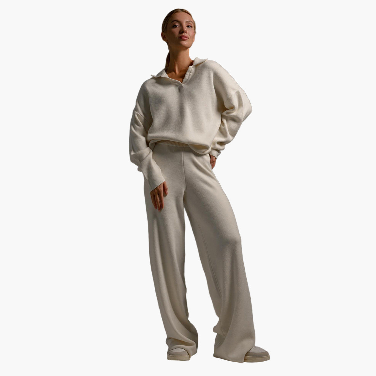 Women's Relaxed Loungewear Set - Oversized Sweater and Wide-Leg Pants for Everyday Comfort