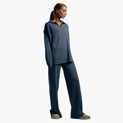 Women's Relaxed Loungewear Set - Oversized Sweater and Wide-Leg Pants for Everyday Comfort