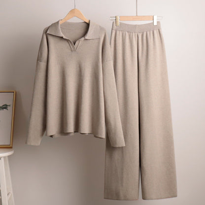 Women's Relaxed Loungewear Set - Oversized Sweater and Wide-Leg Pants for Everyday Comfort