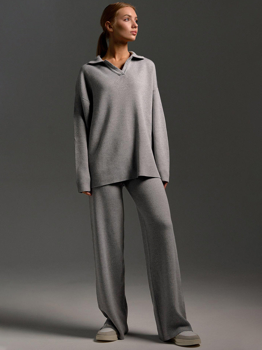 Women's Relaxed Loungewear Set - Oversized Sweater and Wide-Leg Pants for Everyday Comfort