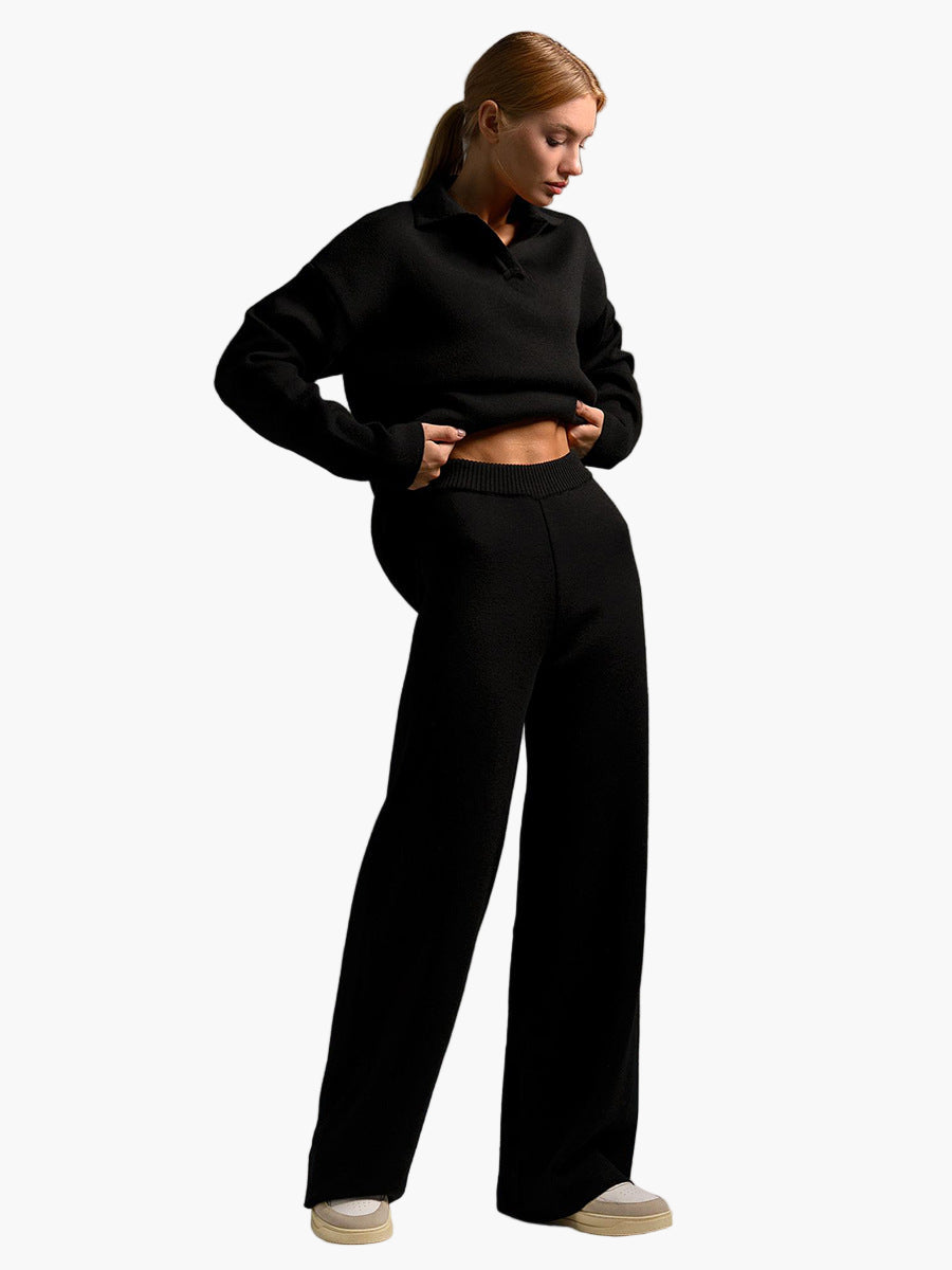 Women's Relaxed Loungewear Set - Oversized Sweater and Wide-Leg Pants for Everyday Comfort