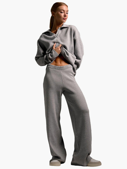 Women's Relaxed Loungewear Set - Oversized Sweater and Wide-Leg Pants for Everyday Comfort