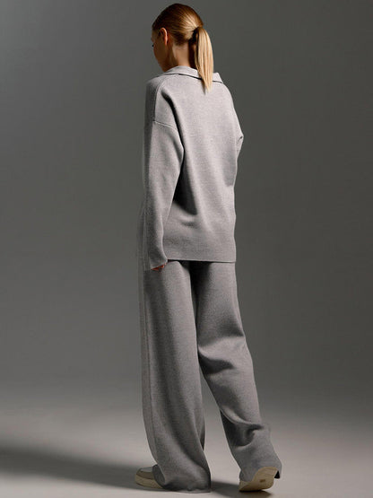 Women's Relaxed Loungewear Set - Oversized Sweater and Wide-Leg Pants for Everyday Comfort