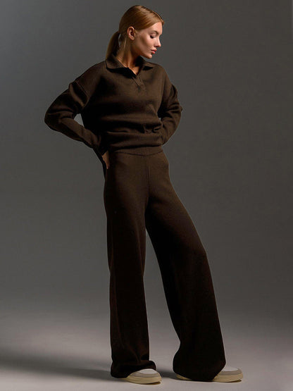 Women's Relaxed Loungewear Set - Oversized Sweater and Wide-Leg Pants for Everyday Comfort