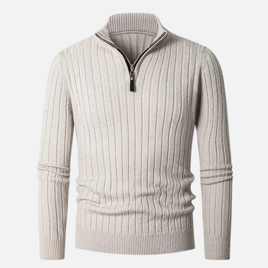 Men's Ribbed Half-Zip Sweater – Stylish Everyday Pullover for Casual and Smart Looks