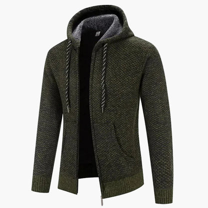 Men's Knitted Hooded Zip-Up Cardigan for Casual and Outdoor Warmth