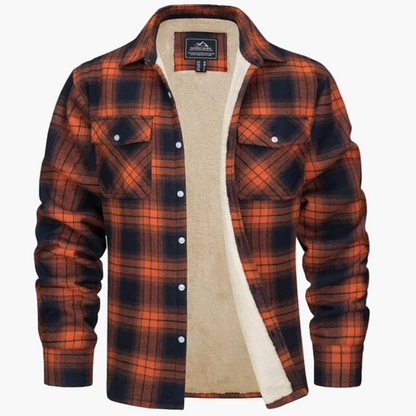 Men's Plaid Sherpa-Lined Winter Shirt Jacket – Classic Checkered Style for Cold Weather