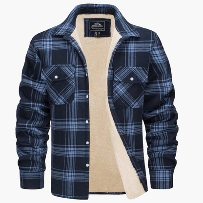 Men's Plaid Sherpa-Lined Winter Shirt Jacket – Classic Checkered Style for Cold Weather