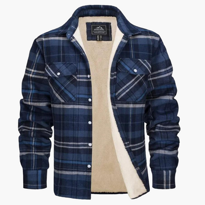 Men's Plaid Sherpa-Lined Winter Shirt Jacket – Classic Checkered Style for Cold Weather