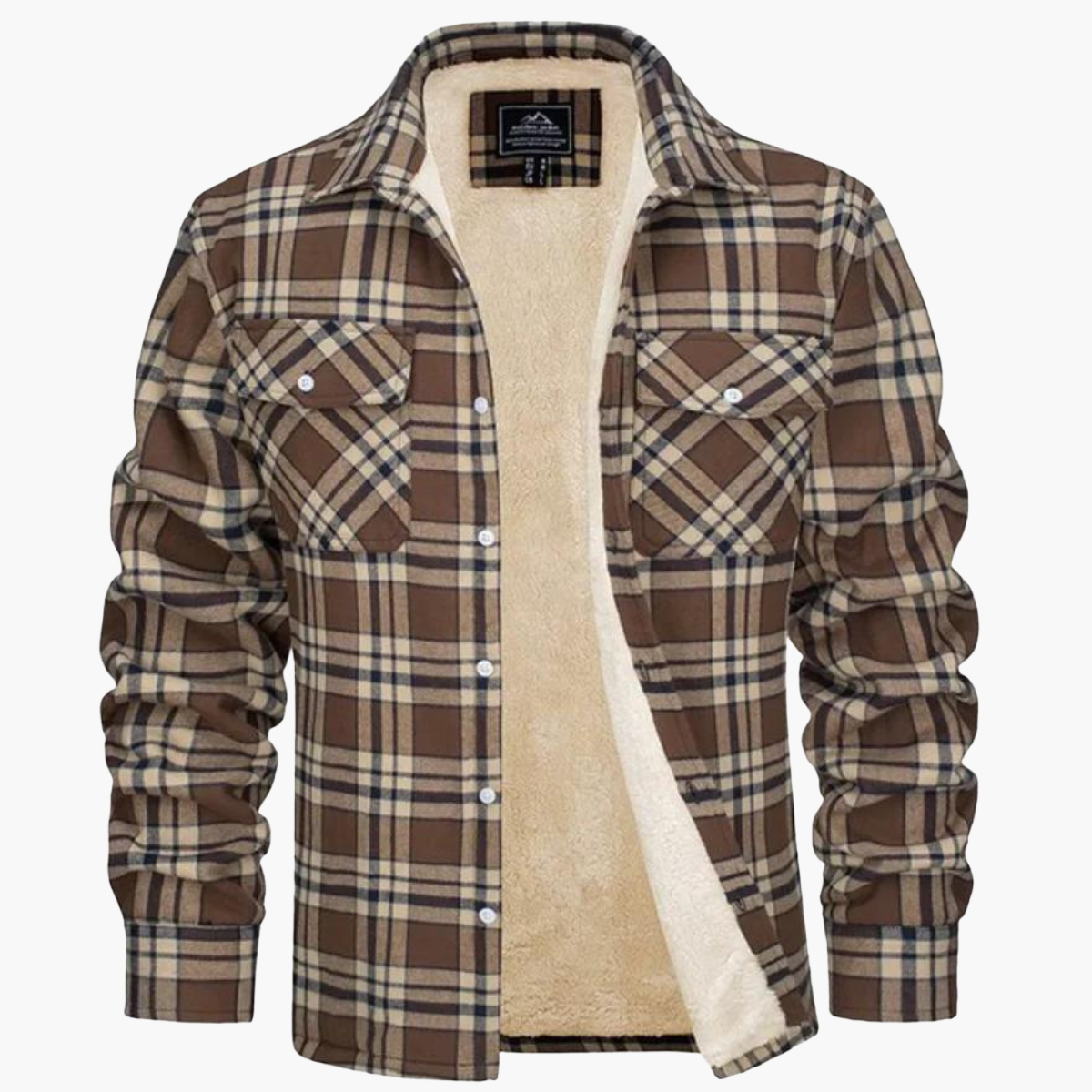 Men's Plaid Sherpa-Lined Winter Shirt Jacket – Classic Checkered Style for Cold Weather