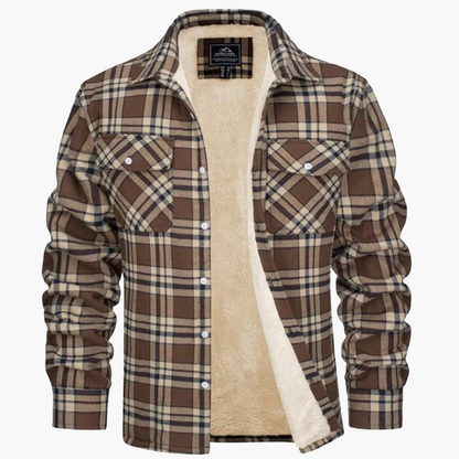 Men's Plaid Sherpa-Lined Winter Shirt Jacket – Classic Checkered Style for Cold Weather