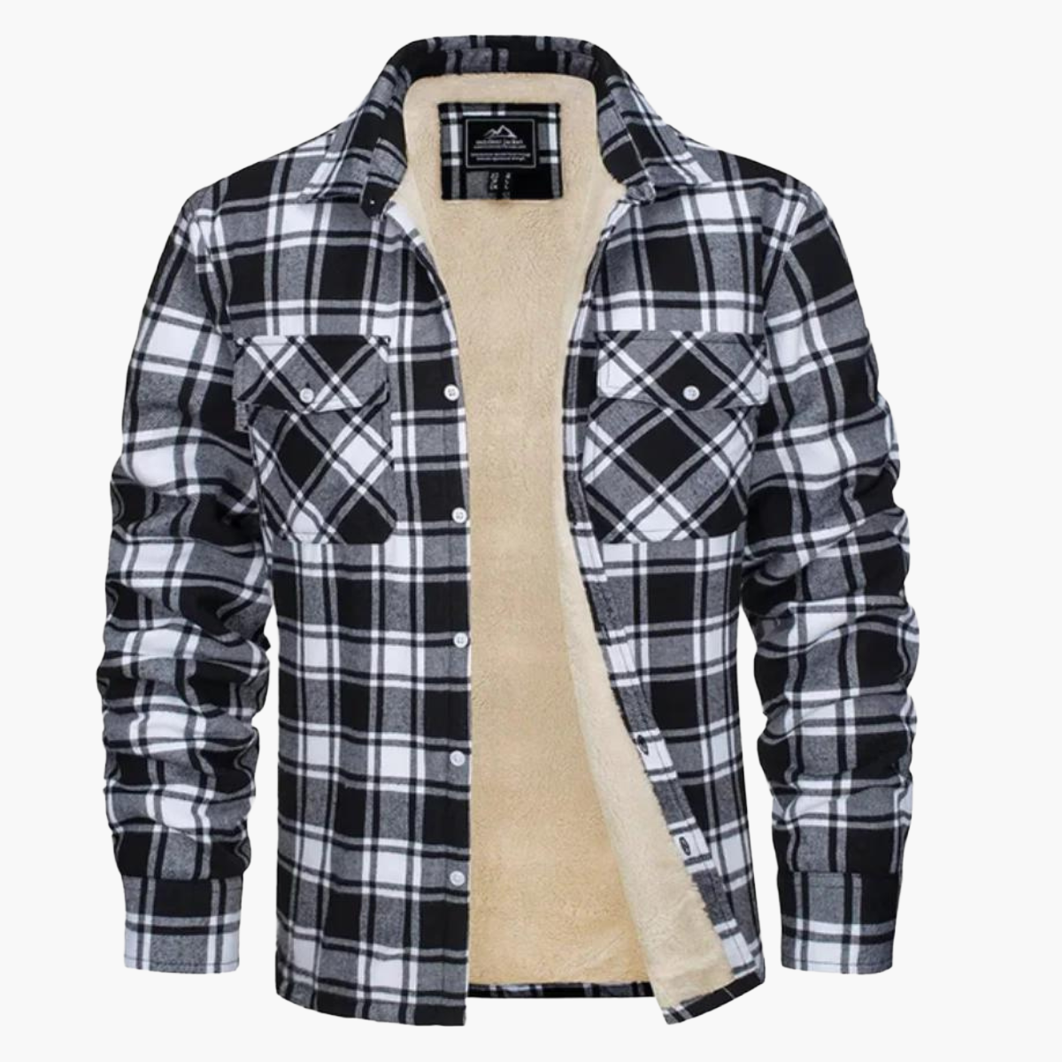 Men's Plaid Sherpa-Lined Winter Shirt Jacket – Classic Checkered Style for Cold Weather