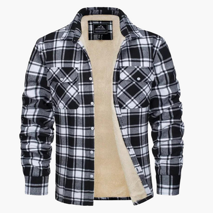 Men's Plaid Sherpa-Lined Winter Shirt Jacket – Classic Checkered Style for Cold Weather