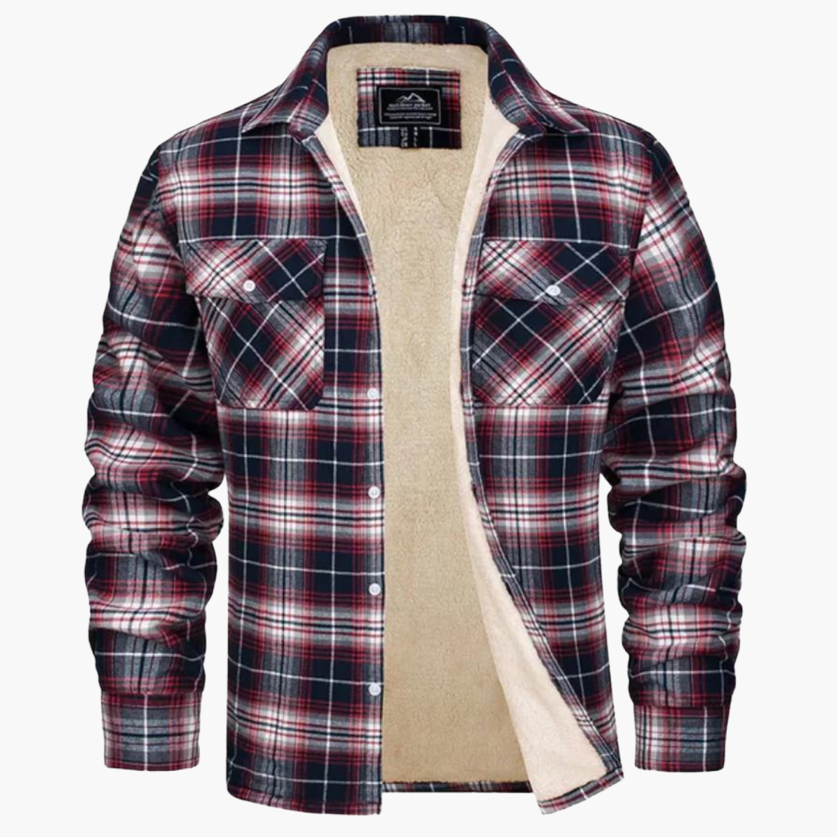 Men's Plaid Sherpa-Lined Winter Shirt Jacket – Classic Checkered Style for Cold Weather