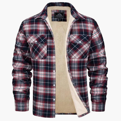 Men's Plaid Sherpa-Lined Winter Shirt Jacket – Classic Checkered Style for Cold Weather