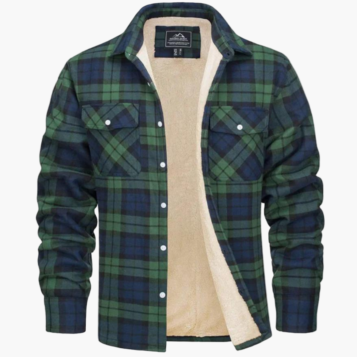 Men's Plaid Sherpa-Lined Winter Shirt Jacket – Classic Checkered Style for Cold Weather