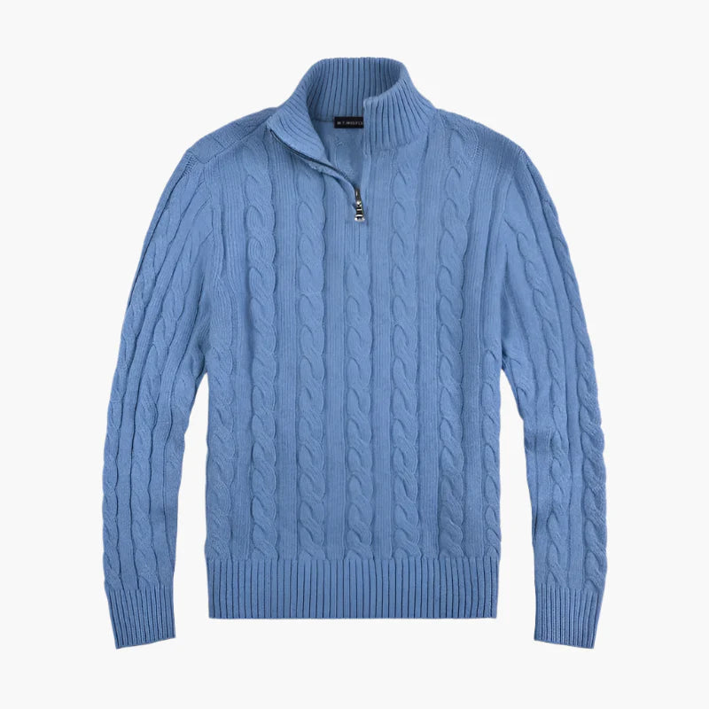 Men's Classic Cable-Knit Half-Zip Sweater for Timeless Style and Everyday Comfort