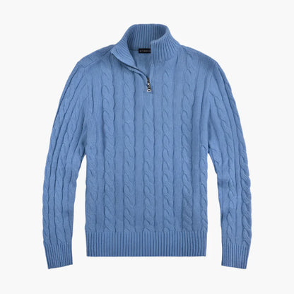 Men's Classic Cable-Knit Half-Zip Sweater for Timeless Style and Everyday Comfort