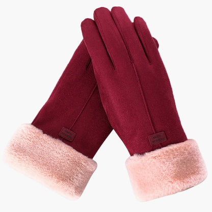 Women's Winter Touchscreen Waterproof Furry Gloves for Cold Weather