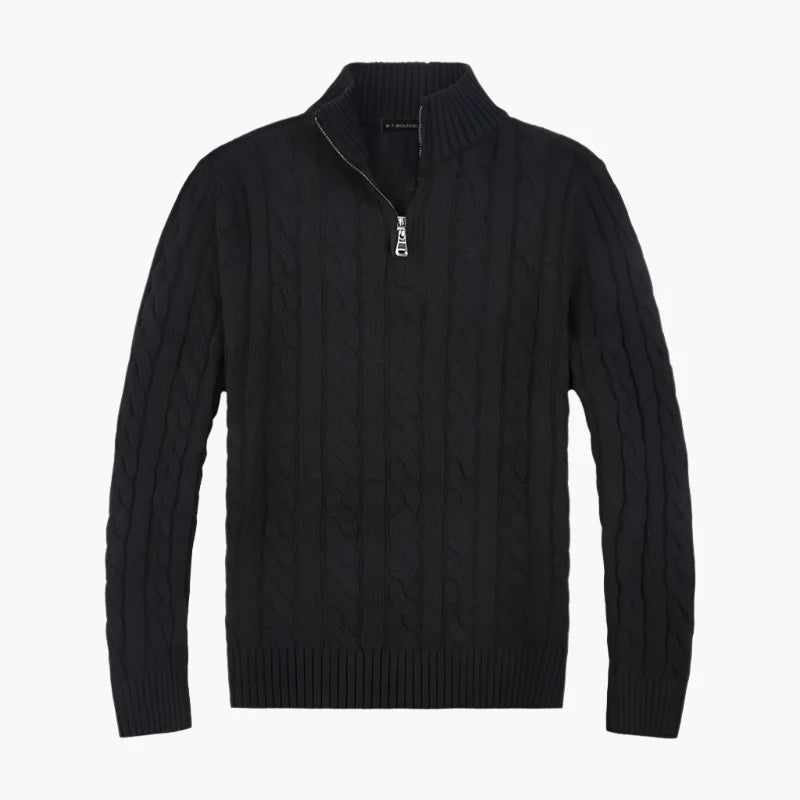 Men's Classic Cable-Knit Half-Zip Sweater for Timeless Style and Everyday Comfort