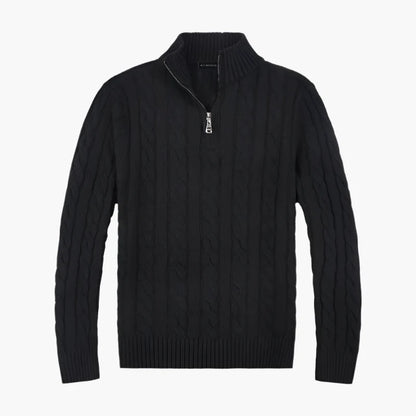 Men's Classic Cable-Knit Half-Zip Sweater for Timeless Style and Everyday Comfort