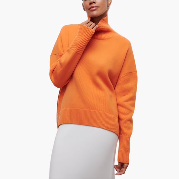 Women's Elegant Full Sleeve Turtleneck Sweater – Sophisticated Loose Fit Knitwear for Stylish Everyday Wear