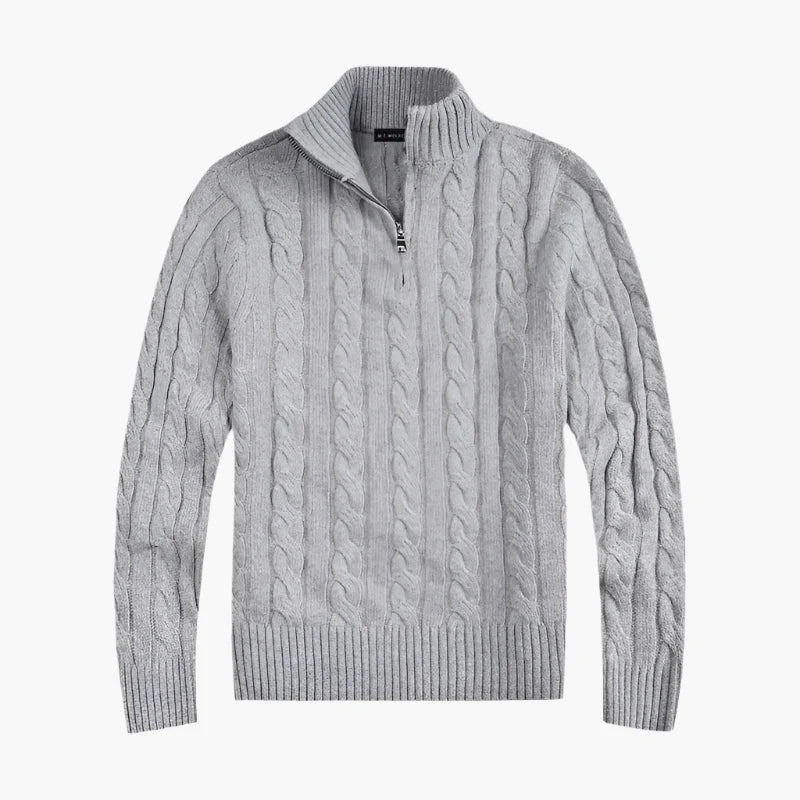 Men's Classic Cable-Knit Half-Zip Sweater for Timeless Style and Everyday Comfort