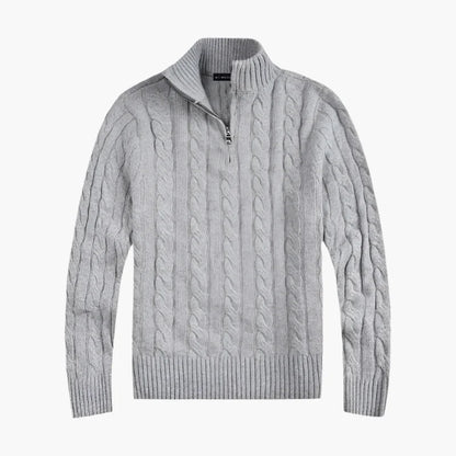 Men's Classic Cable-Knit Half-Zip Sweater for Timeless Style and Everyday Comfort