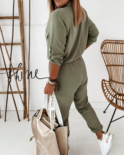 Women's Casual Utility Jumpsuit – Everyday Fashion One-Piece with Pockets
