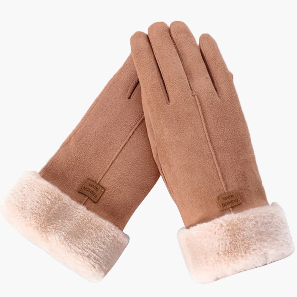 Women's Winter Touchscreen Waterproof Furry Gloves for Cold Weather