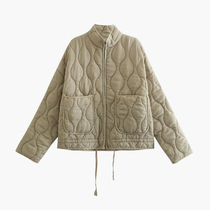 Women's Quilted Oversized Winter Jacket with Pockets and Zipper, Trendy 2024 Style